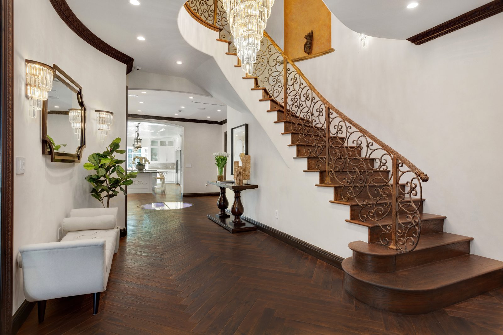 Dark brown herringbone Engineered hardwood flooring in Los Angeles