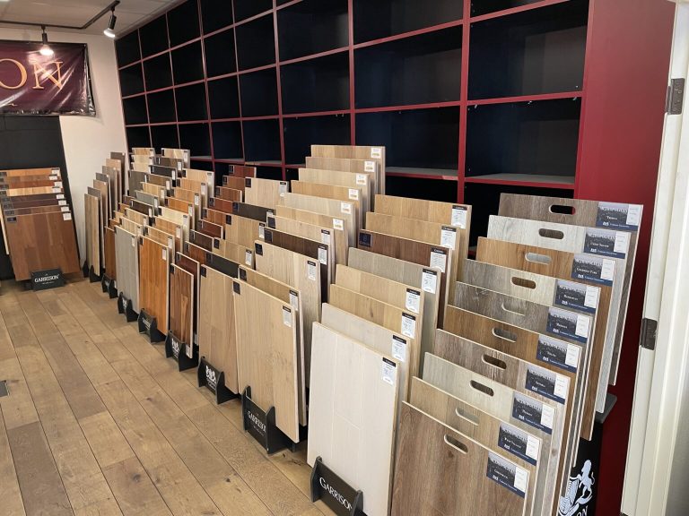 Garrison hardwood flooring dealer racks at the San Diego, CA Location