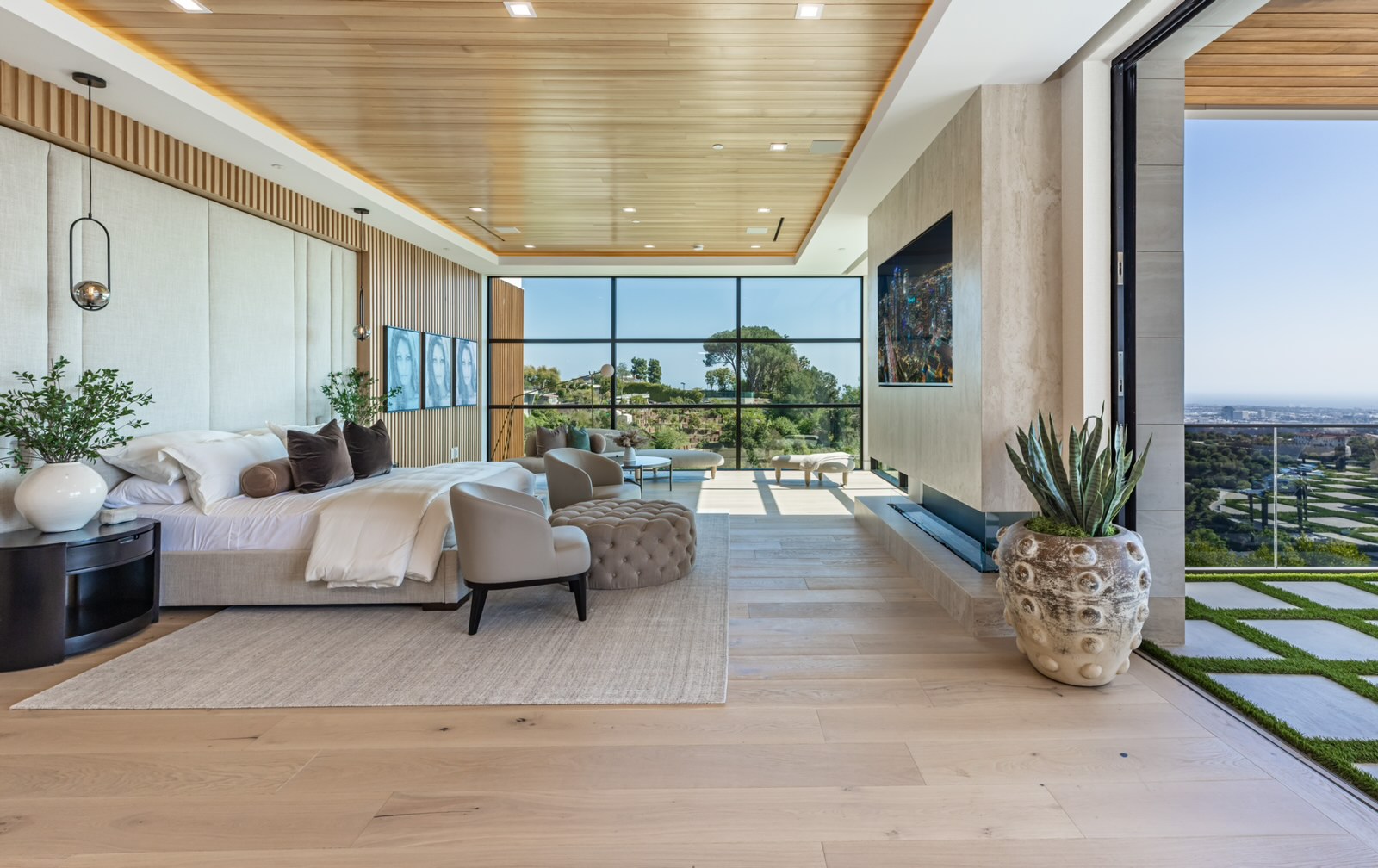 Beautiful Los Angeles home with new hardwood floors and moss on the walls