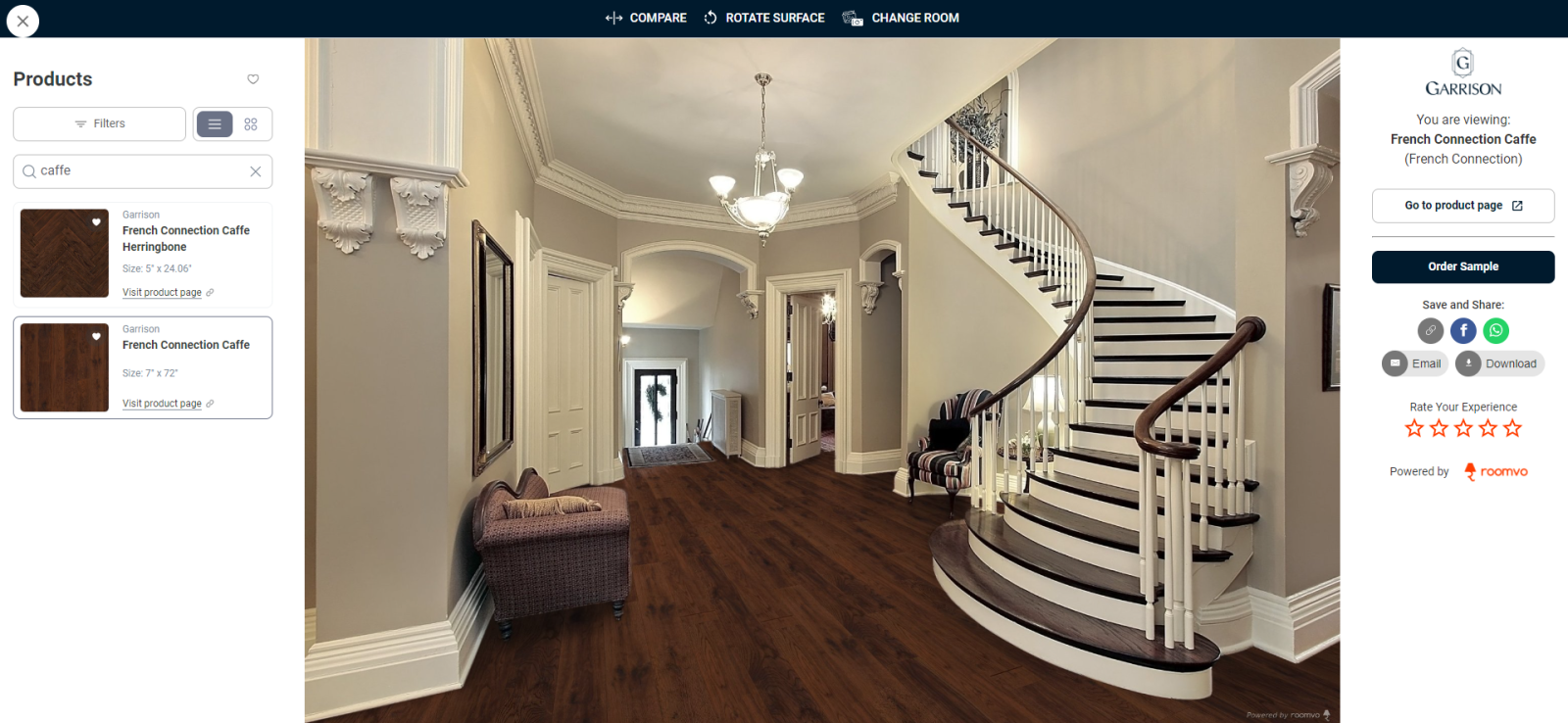 Brown Flooring Options in the Garrison Visualizer for Hardwood Floors