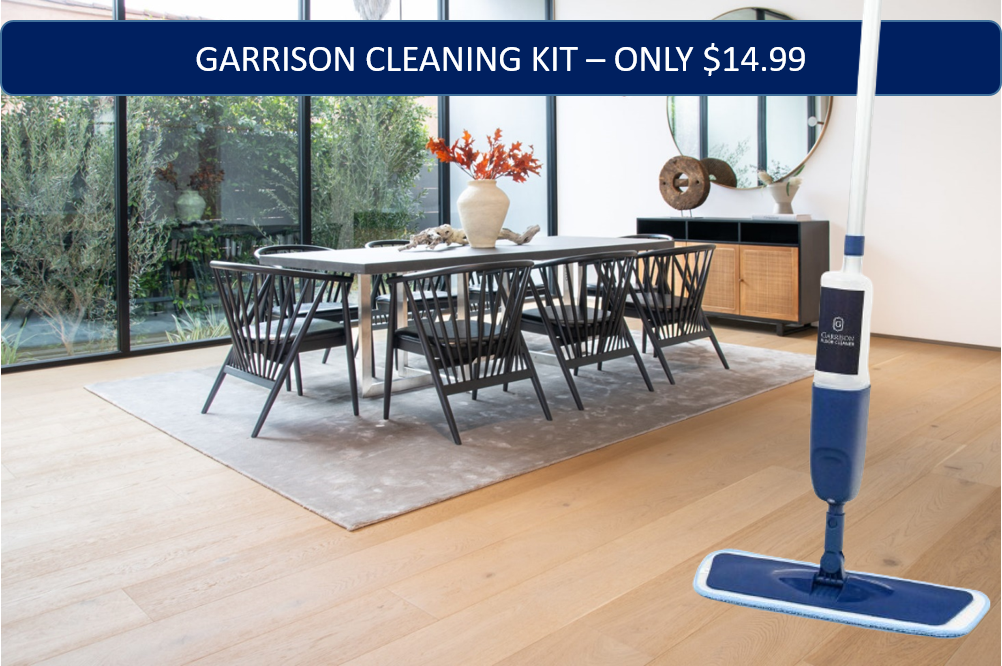 Garrison Cleaning Kit on a beautiful engineered hardwood floor