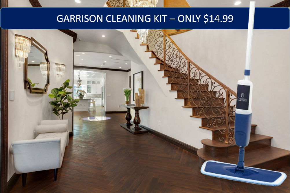 Garrison Cleaning Kit on a beautiful engineered hardwood floor