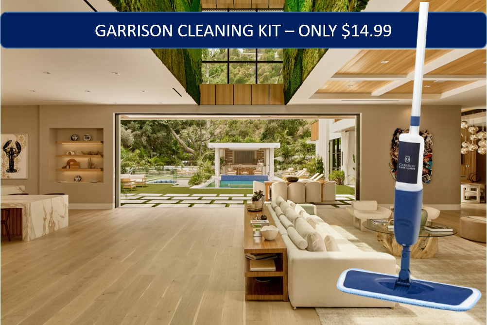 Garrison Cleaning Kit on a beautiful engineered hardwood floor